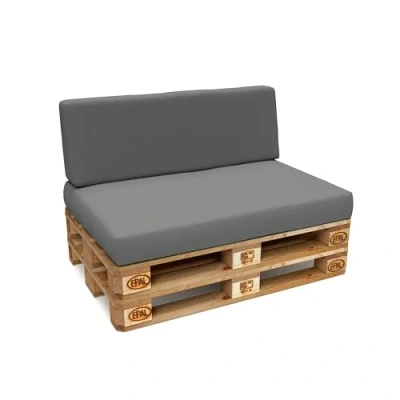 Image de POKAR Set de 2 Coussins pour Palettes Euro Imperméable: 1x Assise 120x80cm + Dossier 120x40cm, en Mousse formée à Froid, Canapé Jardin, sans palette, Gris