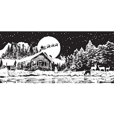 Image de Creative Expressions Boutique de créateurs Tampon prédécoupé Cabane Noël, Caoutchouc Gris, 4 in x 8