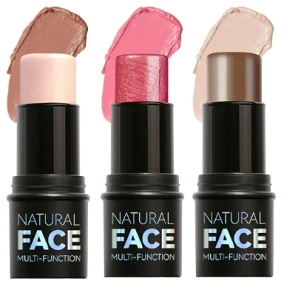 Image de Nivofu 3 Pcs Bâton de Fard à Joues, Surligneur Et Contour Bronzant, Longue Durée Étanche Sticks Kit, Facile Sculpter Le Visage Créer Un Maquillage Finition Léger