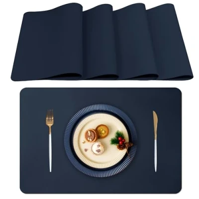 Image de Lumaca Lot de 4 Sets Table Lavables,Set Table, Résistants à la Chaleur, Antidérapants, pour Cuisine et Restaurants,Bleu