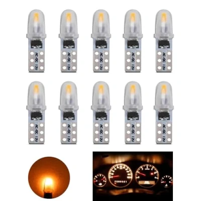 Image de YOUNLEN Ampoules T5 LED, Ampoule à LED 2721 27 37 286 PC74,pour éclairage intérieur de Voiture Tableau Bord Remplacement Lampe d&#039;instrument Automatique,12V 0.6W 40LM 3014 Chips,Pack 10（Jaune