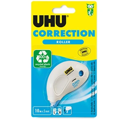 Image de UHU Rollers correcteur compact Ruban rapide, propre et précis, blanc, 10m x 5mm