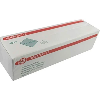 Image de NOBATOP 12 Compresse non tissée 200 Pièces Compresses 6 fois de molleton 7.5 cm x