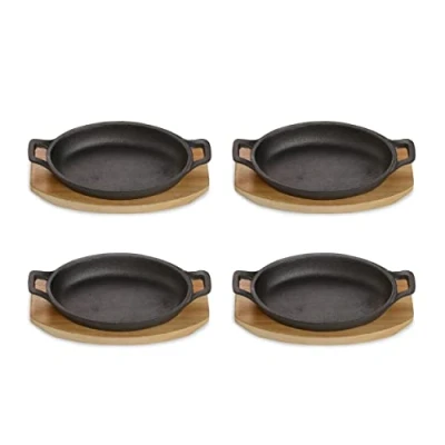 Image de ECHTWERK Bol de service en fonte, plats service, cocotte avec planche poêle à frire, déjà cuit, convient pour le four, barbecue et barbecue, idéal grande édition