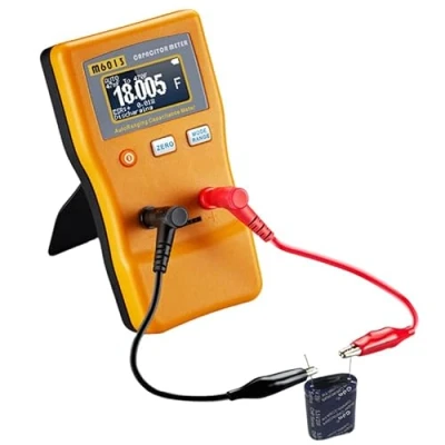 Image de Candeon Capacimetre Capacitance Testeur, M6013 0,01pf à 470mf Capacimètre Testeur De Condensateur Plage Automatique Capacité Portable Avec 2 Clips Test
