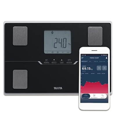 Image de TANITA BC 401 Balance intelligente de composition corporelle familiale compacte noire avec application pour le suivi la condition physique