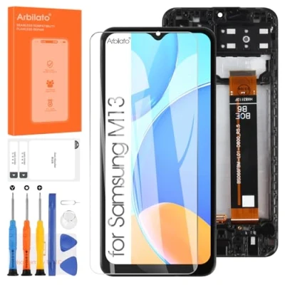 Image de Arbilato TFT Écran pour Samsung Galaxy M13 / M135 Remplacement D&#039;écran LCD Display Numériseur SM M135F M135F/DSN Tactile Verre Assemblée Kits (Noir avec Cadre)