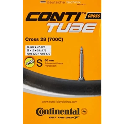 Image de Continental Chambre a air pour velo de course Cross 28 Noir s60 Taille: 32/47 622&quot;