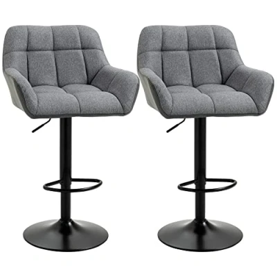 Image de HOMCOM Lot de 2 tabourets Bar Chaise réglable en Hauteur Cuisine pivotante à 360 bistrot avec Dossier et Repose Pieds pour comptoir Salle Manger