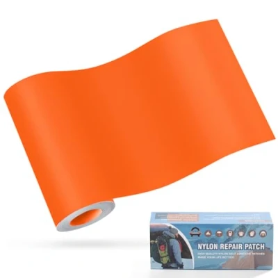 Image de Patchs autocollants en nylon, OAZ 10x160cm patch de réparation imperméable autocollant, nylon autocollant Orange, pour tentes, doudoune, sac couchage, à main
