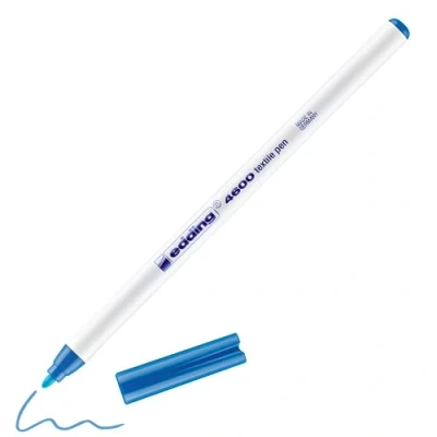 Image de edding 4600 feutre pour textiles bleu clair 10 pièces pointe ronde de 1 mm textile lavable en machine (60 C) décorer le tissu marqueur