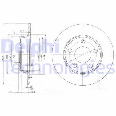 Image de DELPHI BG3671 Disque de frein 255 10 5 plein huilé non traité sans roulement roue, bague ABS AUDI: Allroad C5, A6 C5 Berline, Avant