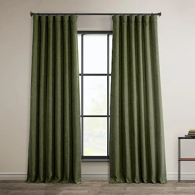 Image de HPD Half Price Drapes Rideaux occultants en Lin synthétique pour Chambre à Coucher et Salon (1 Panneau), 127 x 274,3 cm (l L), Vert Kaki