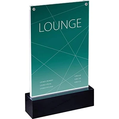 Image de SIGEL TA422 Présentoir de table LED pour A5, présentation double face à illuminer, transparent/noir, acrylique