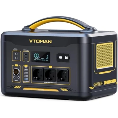 Image de VTOMAN Jump 2200 Station Électrique Portable 2200W, Générateur solaire de 1548Wh, Batterie LiFePO4 avec Booster Voiture, Puissance d&#039;entrée augmentée à 400W