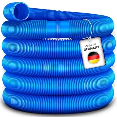 Image de tillvex Tuyau de piscine fabriqué en Allemagne Avec manchons solaire pour et d&#039;aspiration pompe d&#039;arrosage flexible (bleu, 25 m / 32 mm)