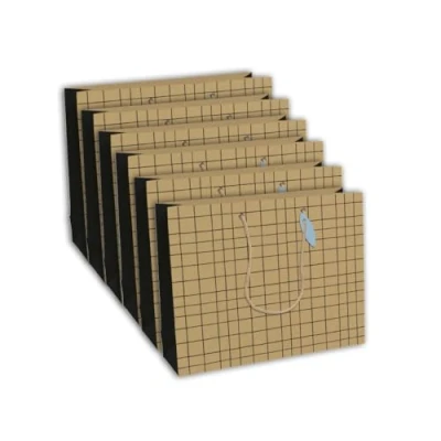 Image de Eurowrap 28794 6Cpack Un lot De 6 Sacs Cadeaux Kraft Format Shopping 37,3x11,8x27,5 cm 210g Motif : Géométriques noirs Sur Fond Idéal pour Jeux Société, Puzzles