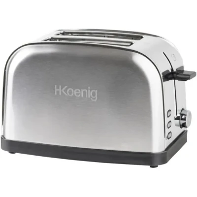 Image de H.Koenig Grille Pain Toaster 2 Tranches TOAS7 Fentes larges Inox vintage, 6 Niveaux de brunissage, Décongélation, Rapide et uniforme, Viennoiserie, Nattoyage facile