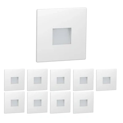 Image de ledscom.de 10 pièces LED lumière d&#039;escalier/lampe murale encastrée FOW pour l&#039;intérieur et l&#039;extérieur, downlight, carré, 85 x 85mm, blanc froid