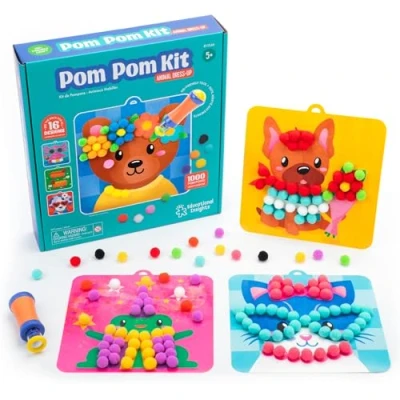 Image de hand2mind Learning Resources Pompons, Jouet Mixte, Loisirs créatifs pour Enfants, kit réutilisable avec 16 activités, Plus de 1 000 pièces, dès 5 Ans, EI 1546, Multi