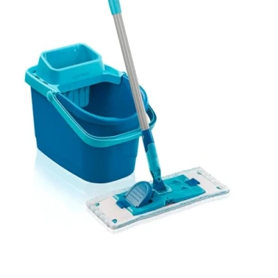 Image de Leifheit Set PowerClean M, Balai serpillère et Seau essoreur ménageant Le Dos, kit avec Housse serpillière Micro Duo pour Un Nettoyage en Profondeur, mécanisme d&#039;essorage Facile, Click System