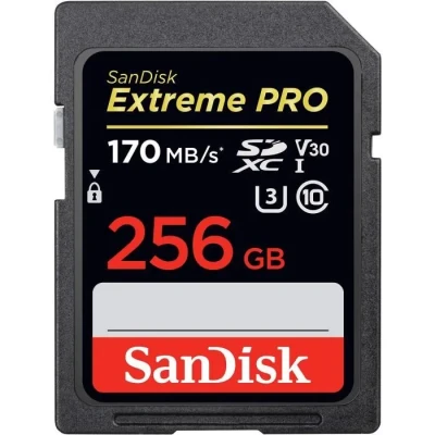 Image de SanDisk Extreme PRO 256GB SDXC Memory Card up to 170MB/s, UHS 1, Class 10, U3, V30, Black