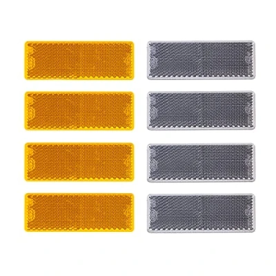 Image de BEIJISTAR Kit Réflecteurs pour Remorque, 4 Catadioptre Jaune, Blanc, Rectangulaire Soi Adhésif, Remorque Camion RV Caravane