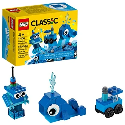 Image de LEGO 11006 Classic Briques Créatives Bleues, Jeu Éducatif pour Enfants +4 Ans, Set avec Jouet Robot, Train et Baleine
