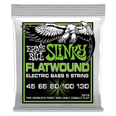Image de Ernie Ball Regular Slinky Cordes à filet plat pour basse électrique 5 cordes, calibre 45 130