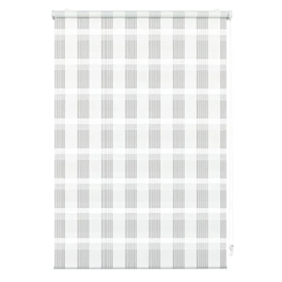 Image de GARDINIA Store Enrouleur Double à Coller ou Clipser, Jour/Nuit, Commande Latérale, Bandes Transparentes et Occultantes, Kit de Montage Inclus, Carreaux blancs, 100 x 150 cm (LxH)