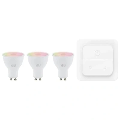 Image de EGLO connect.z Lot de 3 ampoules LED GU10 connectées avec interrupteur, ZigBee, app et commande vocale Alexa, dimmable, blanc chaud froid, RGB, 345 lumens, 4,9 watts
