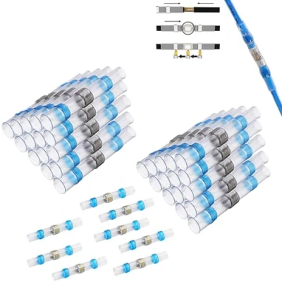 Image de joints de fil soudés et scellés CTRICALVER, 38 bout à thermorétractables étanches, bornes fil, isolés marins (bleue)