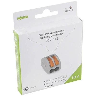 Image de WAGO 222 412 Borne de connexion flexible : 0,08 4 mm² rigide 2,5 Nombre pôles (num) 2 10 pièces