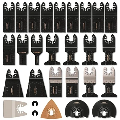 Image de Outil Multifonction Saw Blades Accessoires Kit, CGBOOM 28 Pcs Oscillants Lame de scie universelle pour Fein Multimaster, Dremel, Bosch, Makita, Dewalt et plus encore
