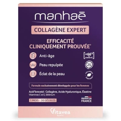 Image de Manhaé Collagène Expert Gélule, complément alimentaire à visée anti âge. bt 30