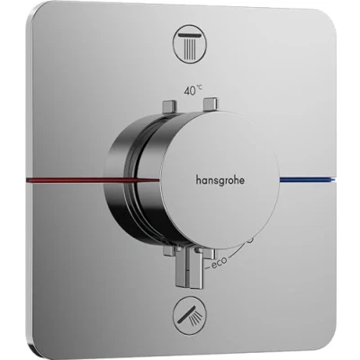 Image de hansgrohe ShowerSelect Comfort Q Mitigeur thermostatique incl. combinaison de sécurité intégrée, Robinet encastré avec arrêt (SafetyStop) à 40C, Thermostat 2 sorties, Chromé
