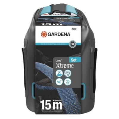 Image de Gardena Liano Xtreme 1/2 pouce, 15m set + sac : tuyau de jardin extrêmement robuste en tissu textile avec sac, intérieur PVC, léger, résistant aux intempéries (18468 20)