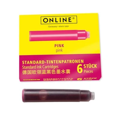 Image de Online 6x Recharges d&#039;encre pour stylos plumes I compatible avec Pelikan, Stabilo, Schneider etc encre rose cartouches universelles OR/17229