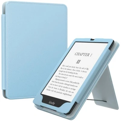 Image de MoKo Étui Compatible avec 7&quot;/6,8 Pouces Kindle Paperwhite(12e Gén. 2024/11e 2021), Coque de Protection Dragonne, Auto Réveil/Veille pour Paperwhite Édition Signature, Bleu Ciel