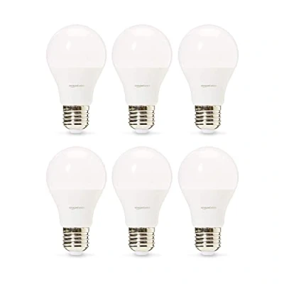 Image de Amazon Basics Professional Lot de 6 ampoules LED 8.5 W Culot Edison à vis E27 Équivalent 60W Blanc chaud Intensité non variable