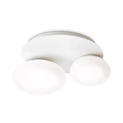 Image de Ideal Lux NINFEA Plafonnier DecoratiGlass Rond à 2 Lumières Blanc