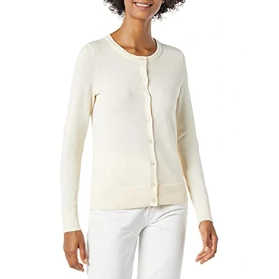 Image de Amazon Essentials Gilet Col Rond Léger (Grandes Tailles Disponibles) Femme, Écru, M