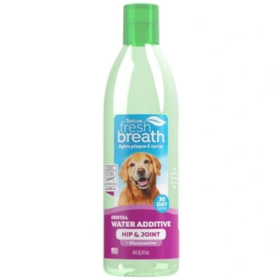Image de TropiClean Fresh Breath Nettoyage des dents pour chiens Solution contre la mauvaise haleine Entretient les articulations et hanche, 473 ml