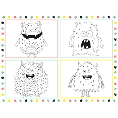 Image de Folat 68340 Sets de table Coloriages Monster Bash 6 pièces, Multicolore
