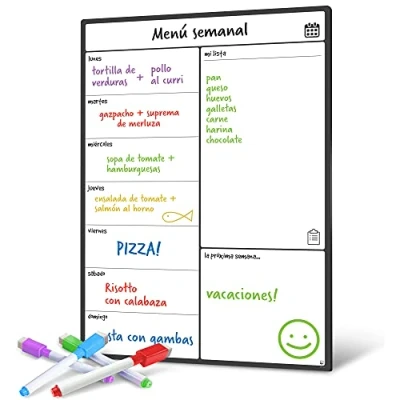 Image de Smart Panda Calendrier Magnétique pour Frigo Pratique Planifier Les Repas Familiaux, Listes De Courses Ou Une Aide A L’étude Tableau Aimanté Hebdomadaire en Espagnol