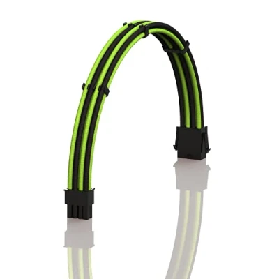 Image de LINKUP AVA 50cm 8 Broches (4+4) CPU ATX Carte Mère Alimentation PSU Câble d&#039;Extension Tressé Manchon Personnalisé Mod PC avec Peignes Pack Unique 500mm Vert Noir