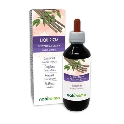 Image de Réglisse (Glycyrrhiza glabra) racines Teinture Mère sans alcool Naturalma Extrait liquide gouttes 200 ml Complément alimentaire Végétalien ou végan