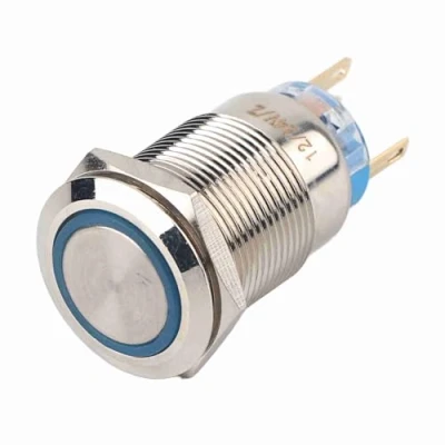Image de 19mm 12 24V Interrupteur à Bouton poussoir LED, Keenso Bascule Autobloquant Verrouillage Automatique Commutateur Etanche On Off (Bleu)