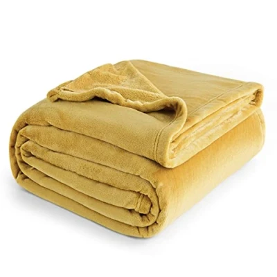 Image de Bedsure Couverture Douillette et Moelleuse, Douce Chaude d&#039;hiver, de canapé XXL,Couverture Vie câlin 220 x 240 cm, Jaune