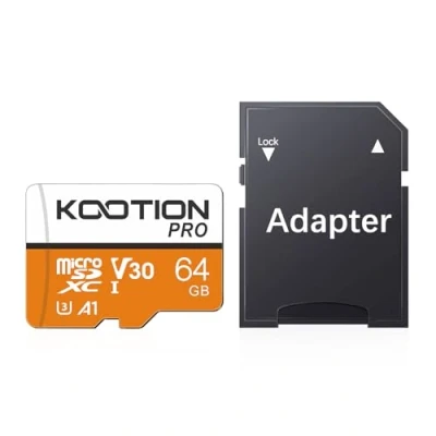 Image de KOOTION Carte SD 64 Go Micro Mémoire UHS I Vitesse jusqu&#039;à 80 m/s,TF SDXC, T Flash A1 V30, U3 pour Drone/Dash Cam/Camera/Phone/Nintendo Switch/PC/Tablet